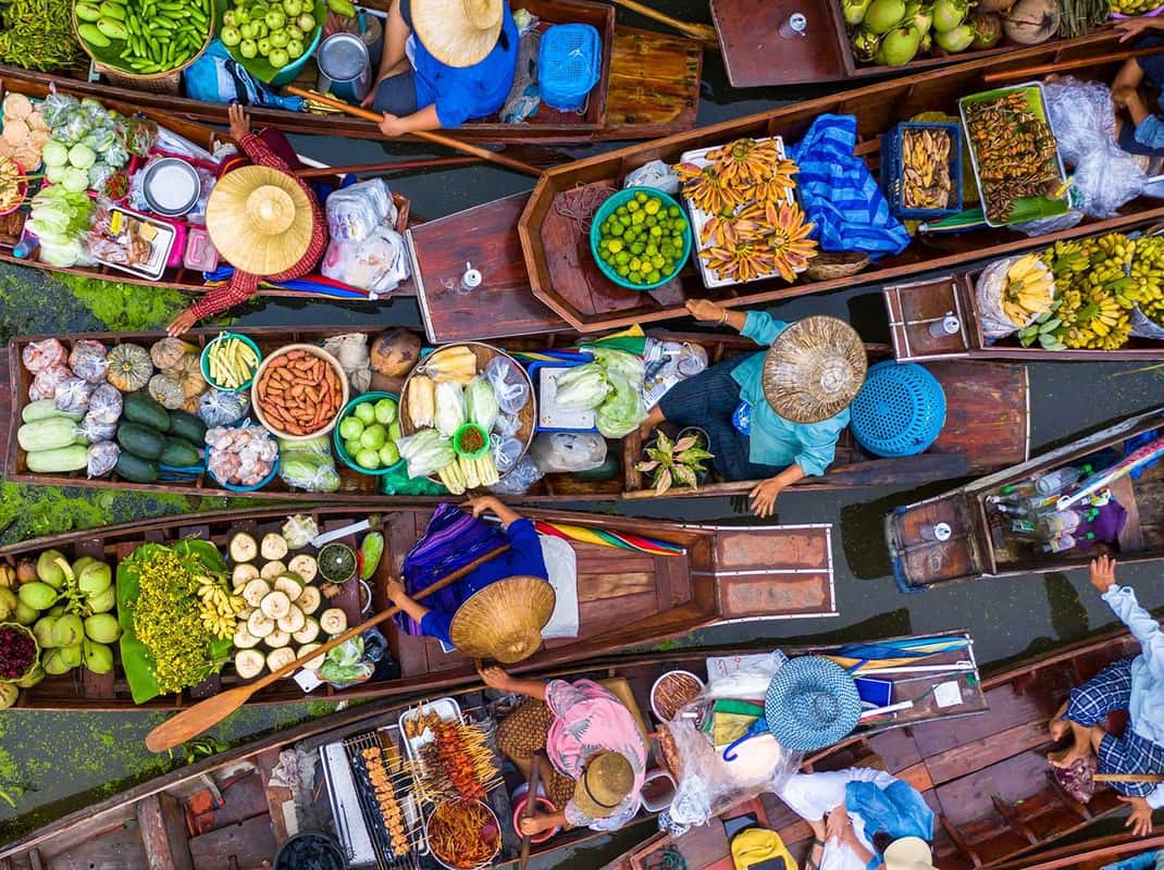 Bangkok: Damnoen Saduak und Zugmarkt mit Bootsfahrt